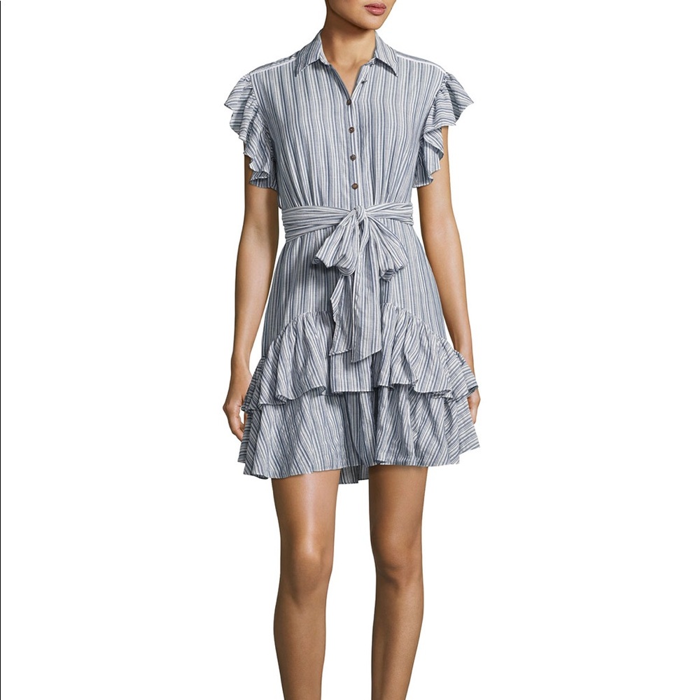 Rebecca Taylor Striped Ruffle Tie Dress